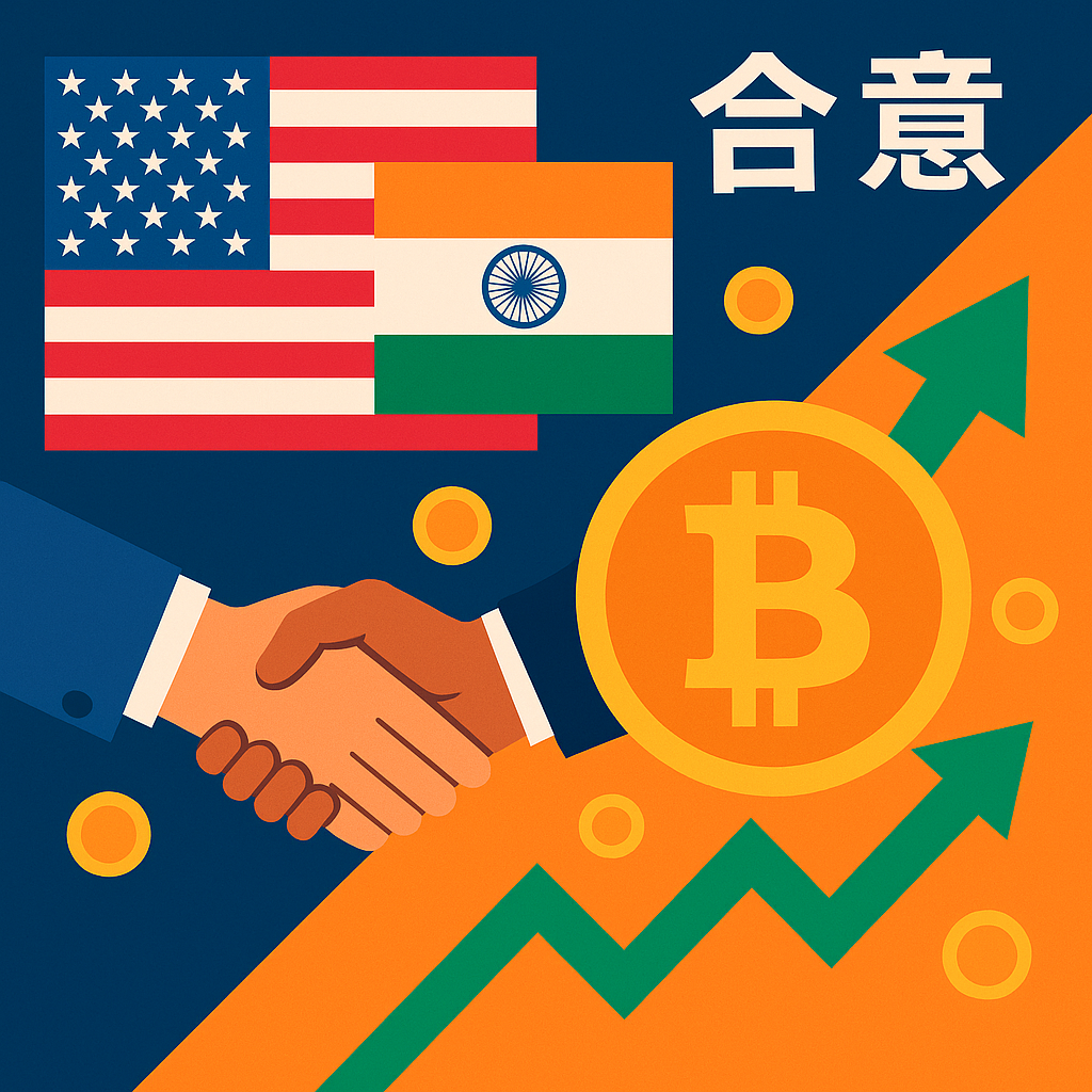 米印貿易協定合意間近、仮想通貨市場に上昇機運が高まる